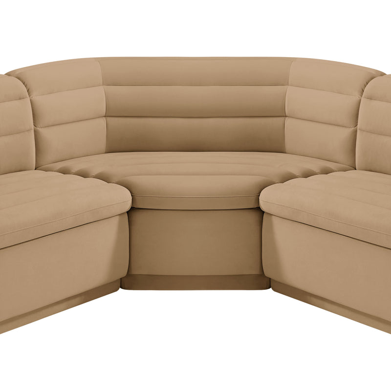 Meridian Cascade Camel Velvet Fabric Modular Sectional IMAGE 11