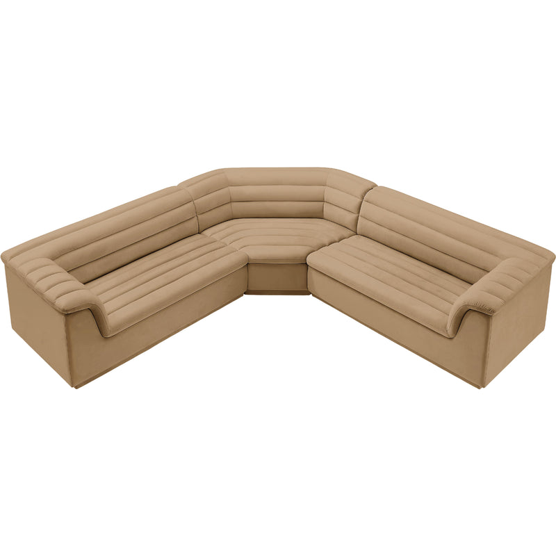 Meridian Cascade Camel Velvet Fabric Modular Sectional IMAGE 4