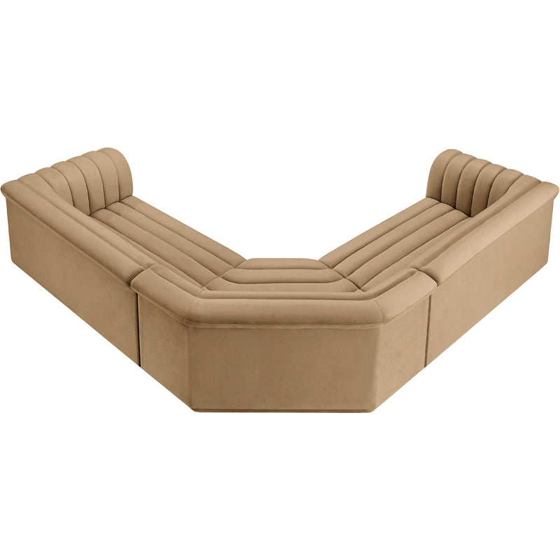 Meridian Cascade Camel Velvet Fabric Modular Sectional IMAGE 5