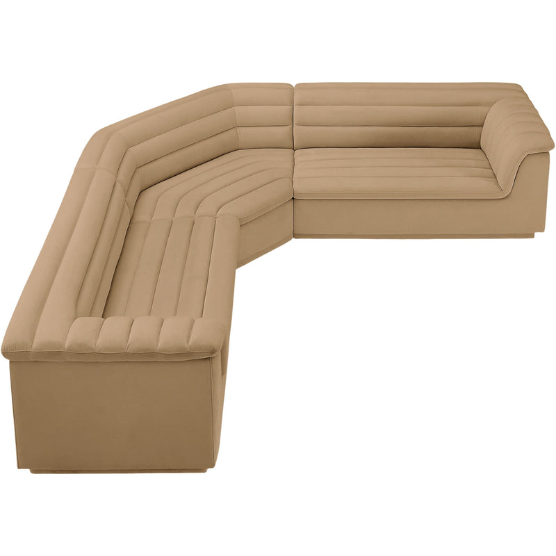 Meridian Cascade Camel Velvet Fabric Modular Sectional IMAGE 6