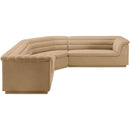 Meridian Cascade Camel Velvet Fabric Modular Sectional IMAGE 7