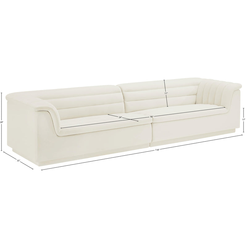 Meridian Cascade Cream Velvet Fabric Modular Sofa IMAGE 10