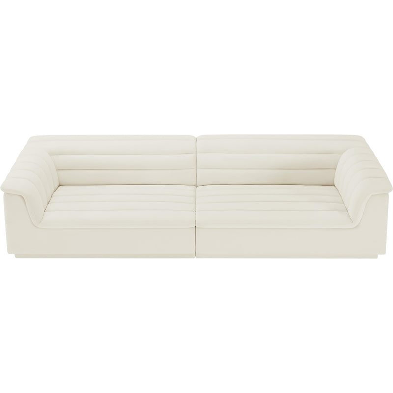 Meridian Cascade Cream Velvet Fabric Modular Sofa IMAGE 4