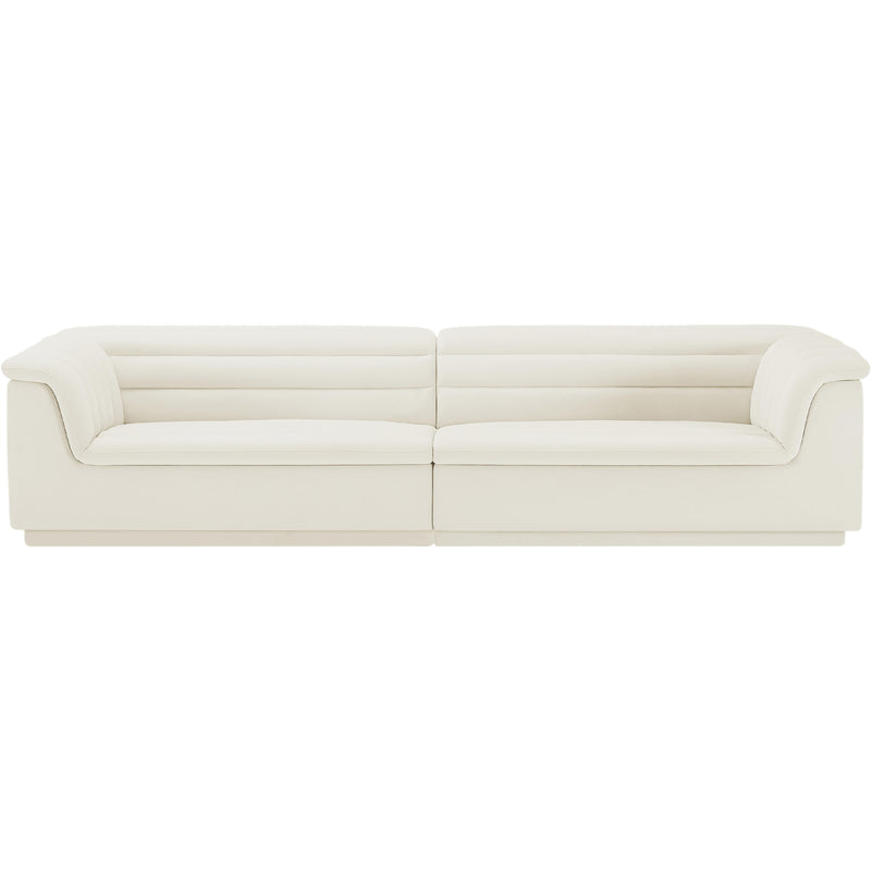 Meridian Cascade Cream Velvet Fabric Modular Sofa IMAGE 5