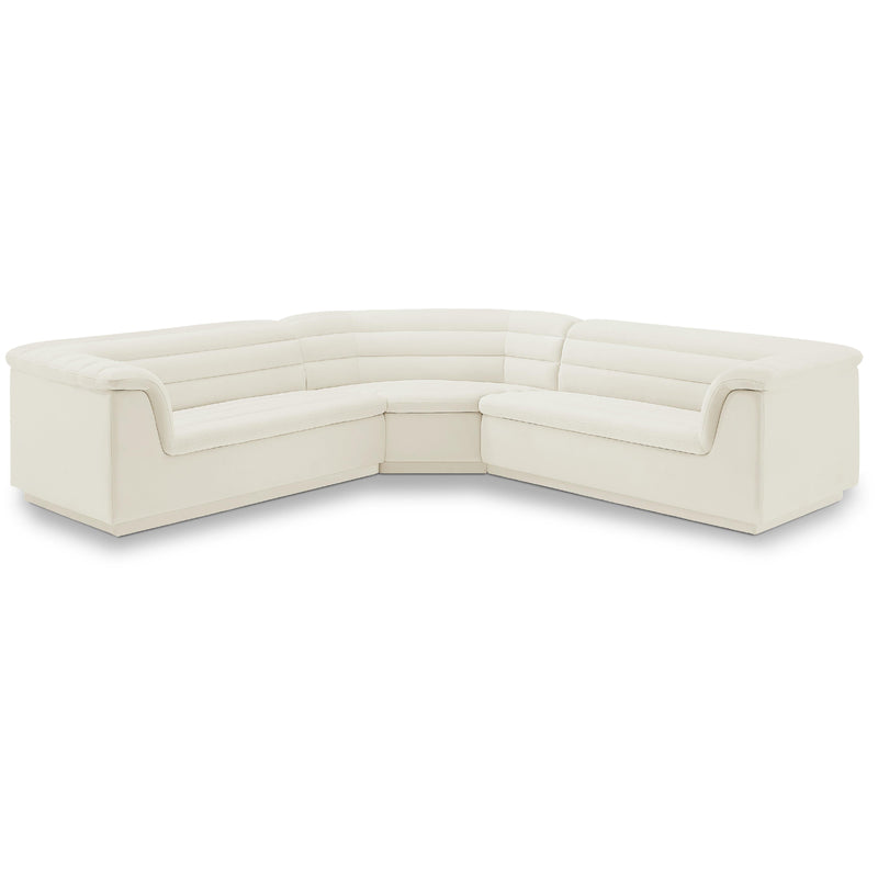 Meridian Cascade Cream Velvet Fabric Modular Sectional IMAGE 1