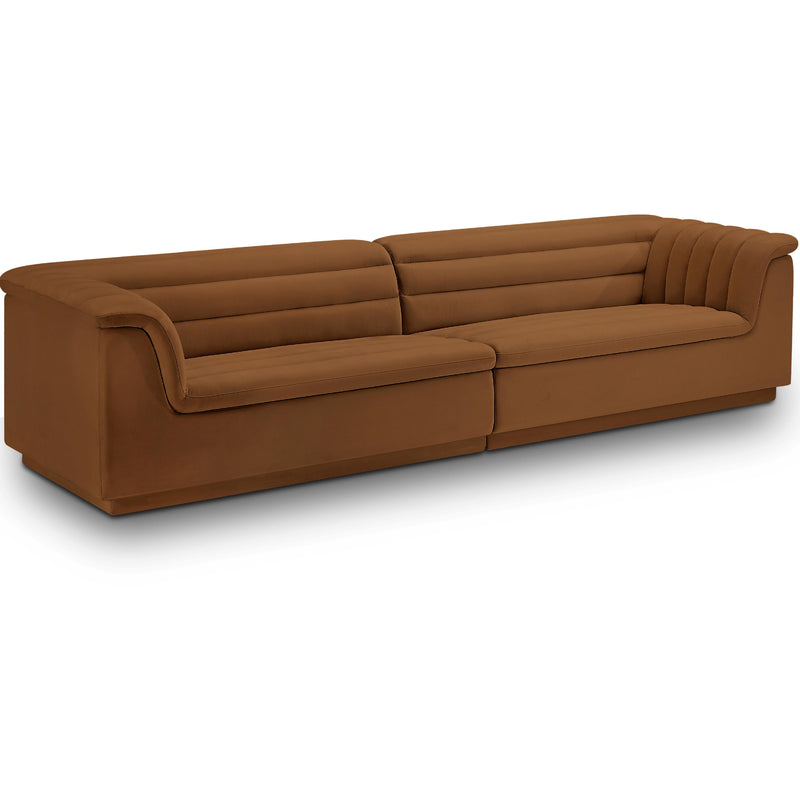 Meridian Cascade Saddle Velvet Fabric Modular Sofa IMAGE 1