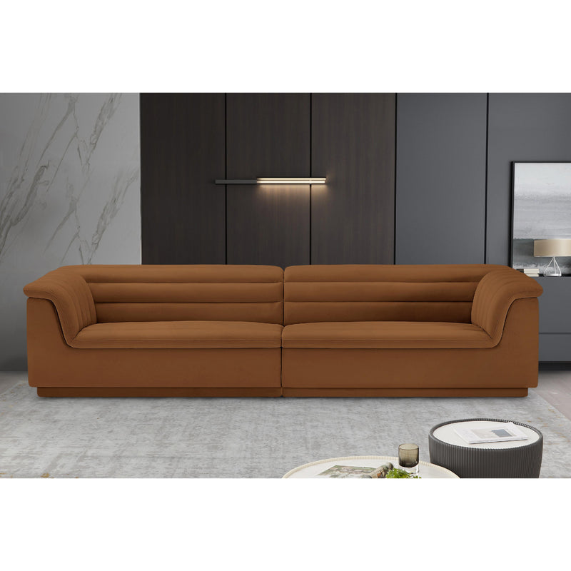 Meridian Cascade Saddle Velvet Fabric Modular Sofa IMAGE 2