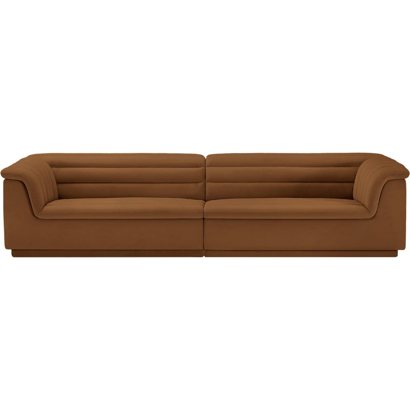 Meridian Cascade Saddle Velvet Fabric Modular Sofa IMAGE 5