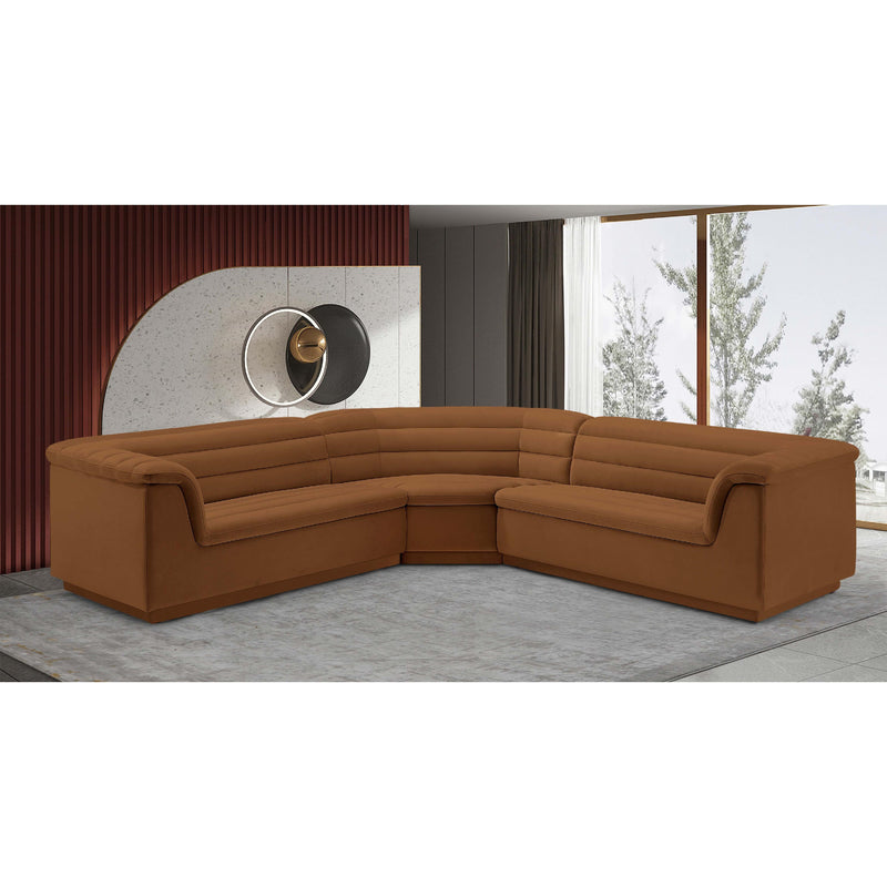 Meridian Cascade Saddle Velvet Fabric Modular Sectional IMAGE 2