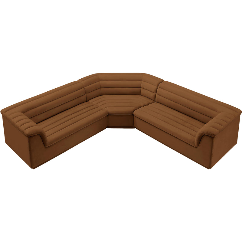 Meridian Cascade Saddle Velvet Fabric Modular Sectional IMAGE 4