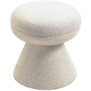 Meridian Drum Beige Faux Shearling Teddy Fabric Ottoman/Stool IMAGE 3