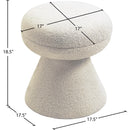 Meridian Drum Beige Faux Shearling Teddy Fabric Ottoman/Stool IMAGE 4