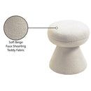 Meridian Drum Beige Faux Shearling Teddy Fabric Ottoman/Stool IMAGE 5