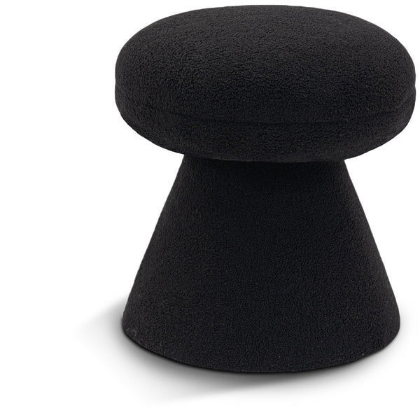 Meridian Drum Black Faux Shearling Teddy Fabric Ottoman/Stool IMAGE 1
