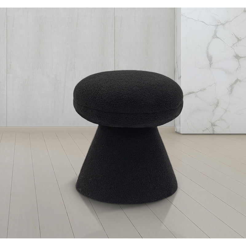 Meridian Drum Black Faux Shearling Teddy Fabric Ottoman/Stool IMAGE 2