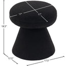 Meridian Drum Black Faux Shearling Teddy Fabric Ottoman/Stool IMAGE 4