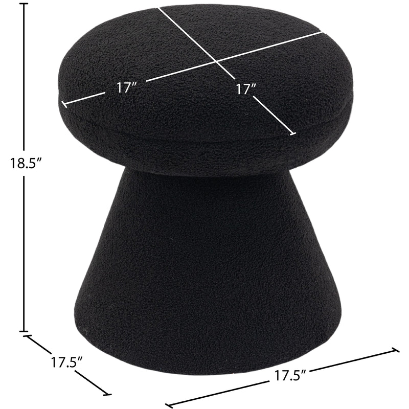 Meridian Drum Black Faux Shearling Teddy Fabric Ottoman/Stool IMAGE 4