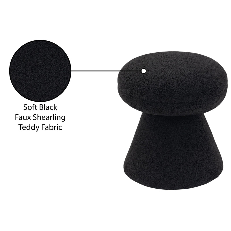Meridian Drum Black Faux Shearling Teddy Fabric Ottoman/Stool IMAGE 5