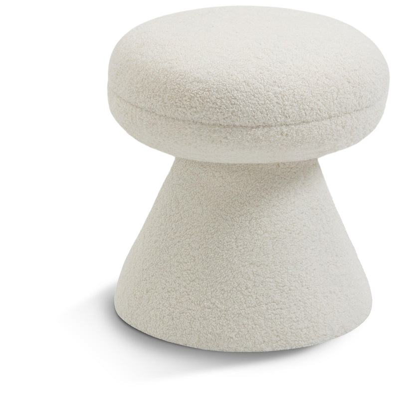 Meridian Drum Cream Faux Shearling Teddy Fabric Ottoman/Stool IMAGE 1