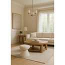 Meridian Drum Cream Faux Shearling Teddy Fabric Ottoman/Stool IMAGE 2