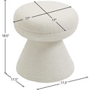 Meridian Drum Cream Faux Shearling Teddy Fabric Ottoman/Stool IMAGE 4