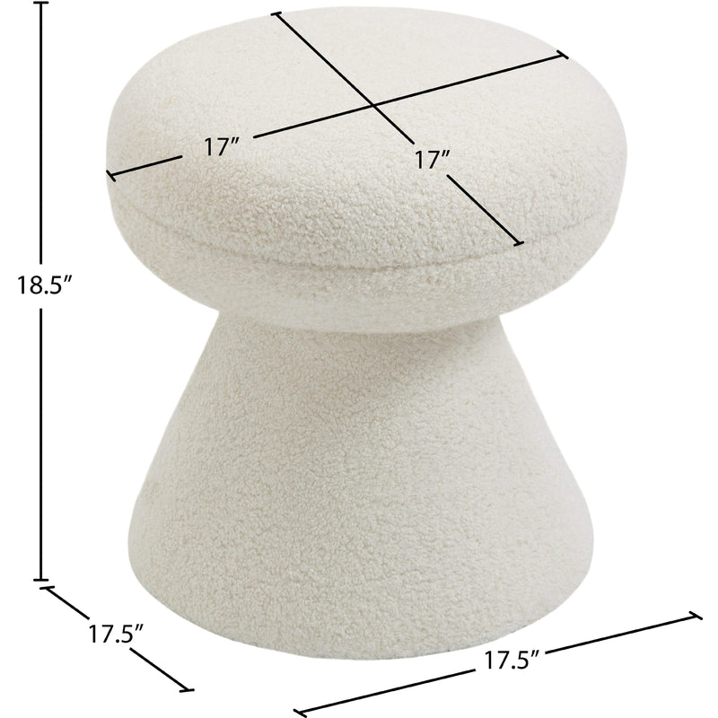 Meridian Drum Cream Faux Shearling Teddy Fabric Ottoman/Stool IMAGE 4