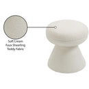 Meridian Drum Cream Faux Shearling Teddy Fabric Ottoman/Stool IMAGE 5