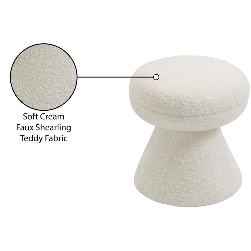 Meridian Drum Cream Faux Shearling Teddy Fabric Ottoman/Stool IMAGE 5