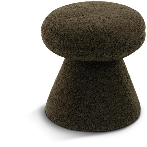 Meridian Drum Green Faux Shearling Teddy Fabric Ottoman/Stool IMAGE 1