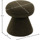 Meridian Drum Green Faux Shearling Teddy Fabric Ottoman/Stool IMAGE 4
