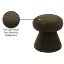 Meridian Drum Green Faux Shearling Teddy Fabric Ottoman/Stool IMAGE 5
