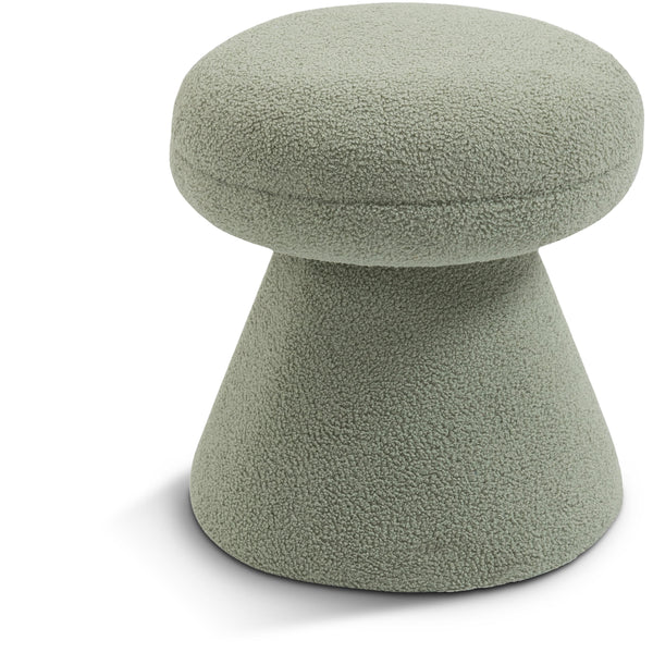 Meridian Drum Mint Faux Shearling Teddy Fabric Ottoman/Stool IMAGE 1