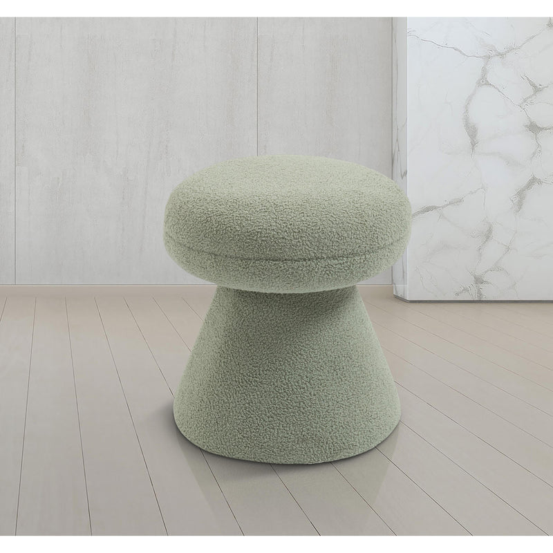Meridian Drum Mint Faux Shearling Teddy Fabric Ottoman/Stool IMAGE 2