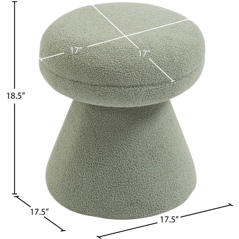 Meridian Drum Mint Faux Shearling Teddy Fabric Ottoman/Stool IMAGE 4