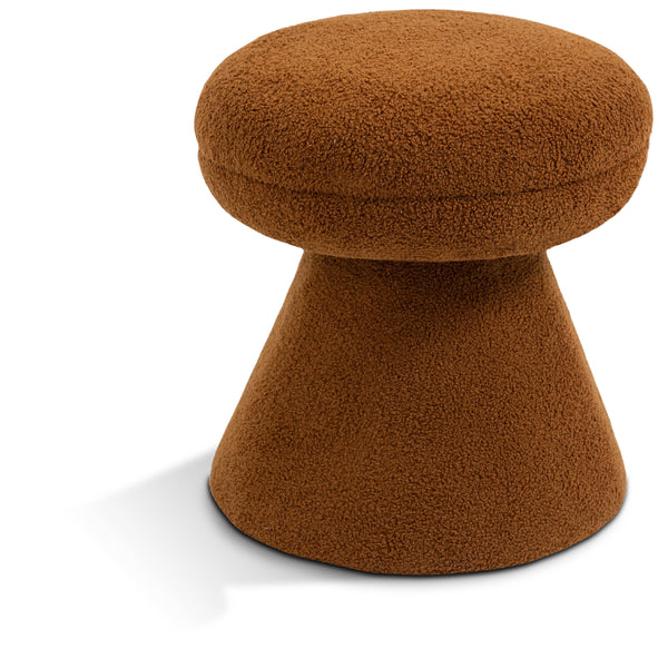 Meridian Drum Saddle Faux Shearling Teddy Fabric Ottoman/Stool IMAGE 1