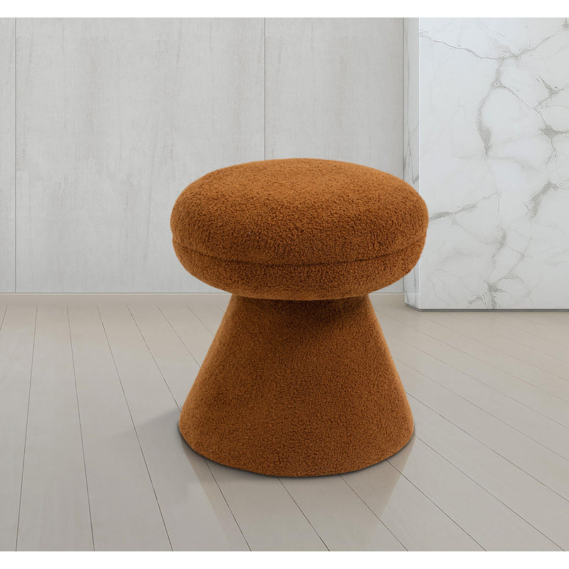 Meridian Drum Saddle Faux Shearling Teddy Fabric Ottoman/Stool IMAGE 2
