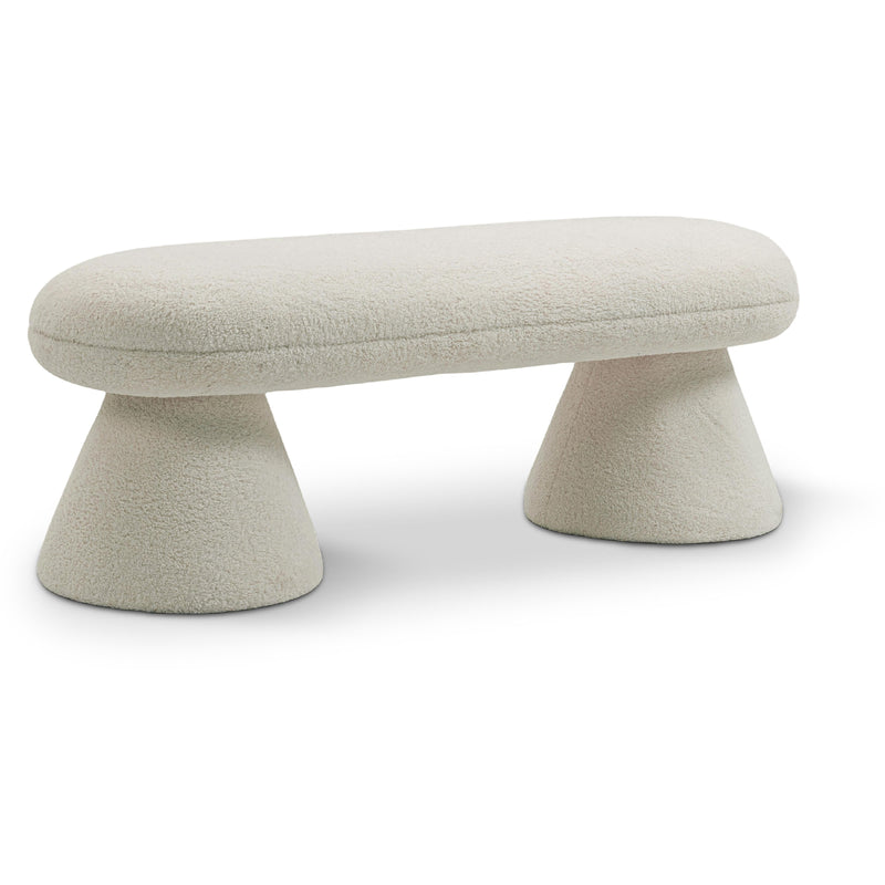 Meridian Drum Beige Faux Shearling Teddy Fabric Bench IMAGE 1