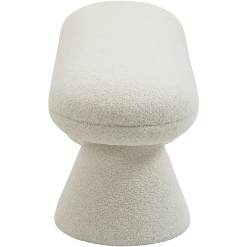 Meridian Drum Beige Faux Shearling Teddy Fabric Bench IMAGE 4