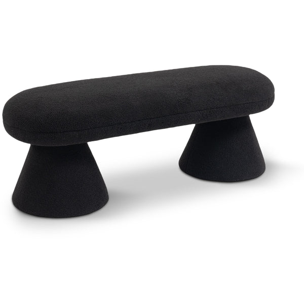 Meridian Drum Black Faux Shearling Teddy Fabric Bench IMAGE 1