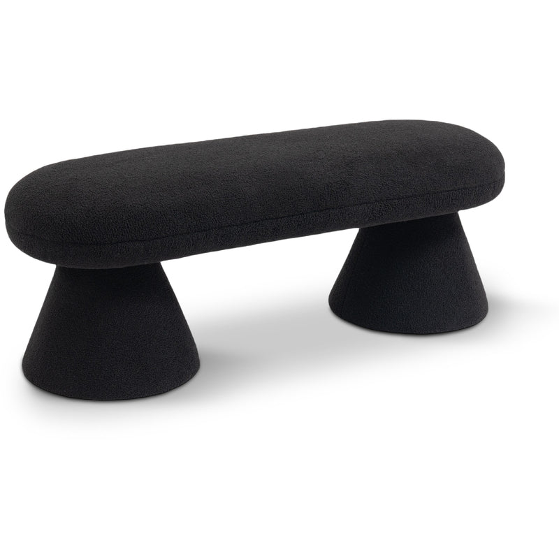 Meridian Drum Black Faux Shearling Teddy Fabric Bench IMAGE 1