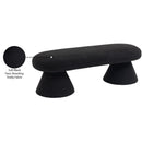 Meridian Drum Black Faux Shearling Teddy Fabric Bench IMAGE 6