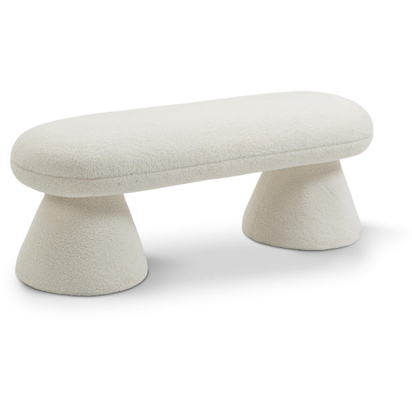 Meridian Drum Cream Faux Shearling Teddy Fabric Bench IMAGE 1