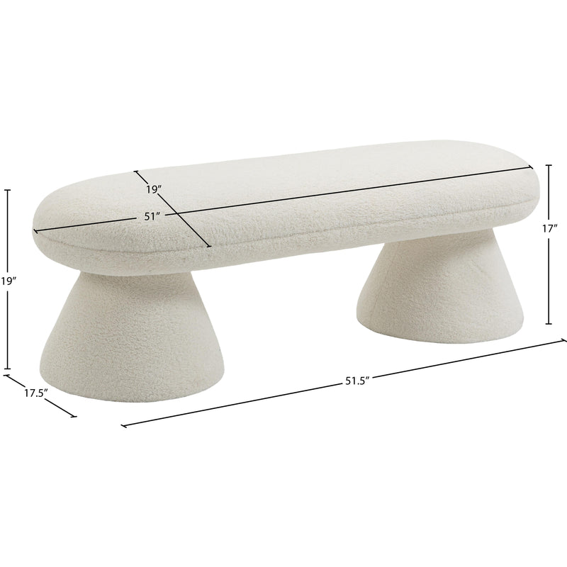 Meridian Drum Cream Faux Shearling Teddy Fabric Bench IMAGE 5