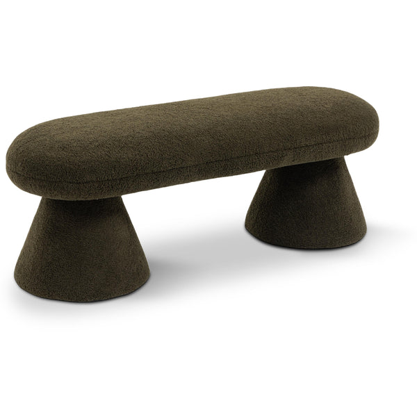 Meridian Drum Green Faux Shearling Teddy Fabric Bench IMAGE 1