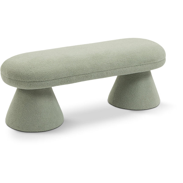 Meridian Drum Mint Faux Shearling Teddy Fabric Bench IMAGE 1