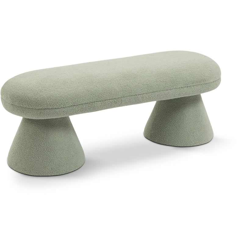 Meridian Drum Mint Faux Shearling Teddy Fabric Bench IMAGE 1