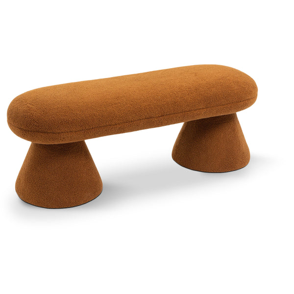 Meridian Drum Saddle Faux Shearling Teddy Fabric Bench IMAGE 1