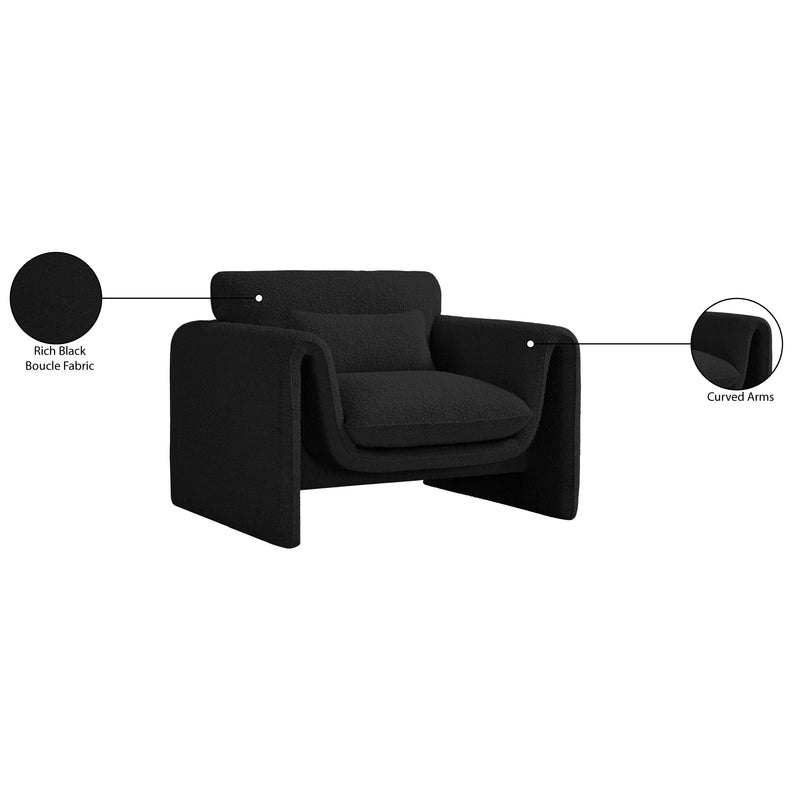 Meridian Stylus Black Boucle Fabric Chair IMAGE 17