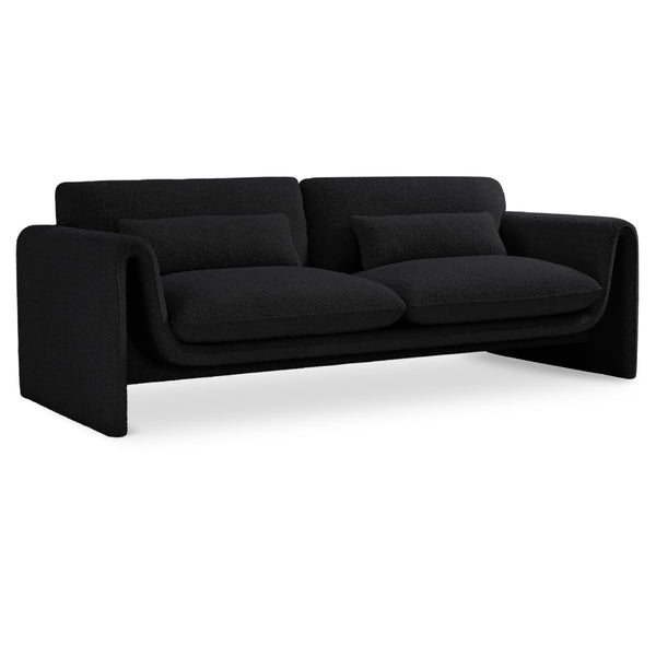 Meridian Stylus Black Boucle Fabric Sofa IMAGE 1