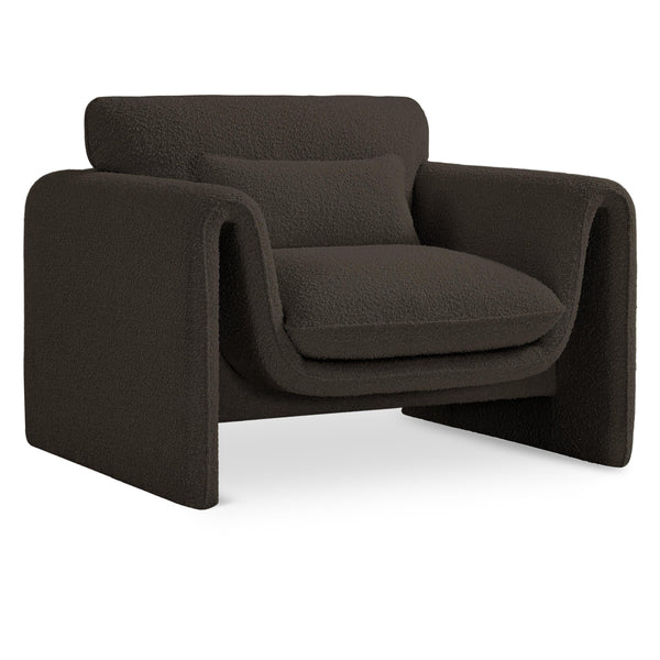 Meridian Stylus Brown Boucle Fabric Chair IMAGE 1